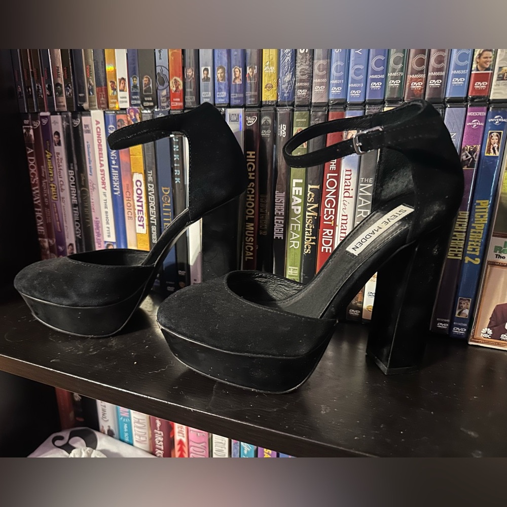 Steve Madden Black Chunky Heel Platform Heels